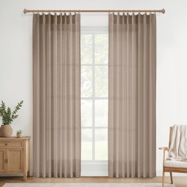 CAPALOCA Pinch Pleated Sheer Curtains, Light Filtering, Linen Blend Sheer Drapes with 20 Hooks, Ideal for Living Room and Bedroom, 40" W x 108" L (Pack of 2), Rust Brown