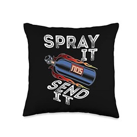 Funny Drag Racing Race Car NOS Spray It Send It Throw Pillow