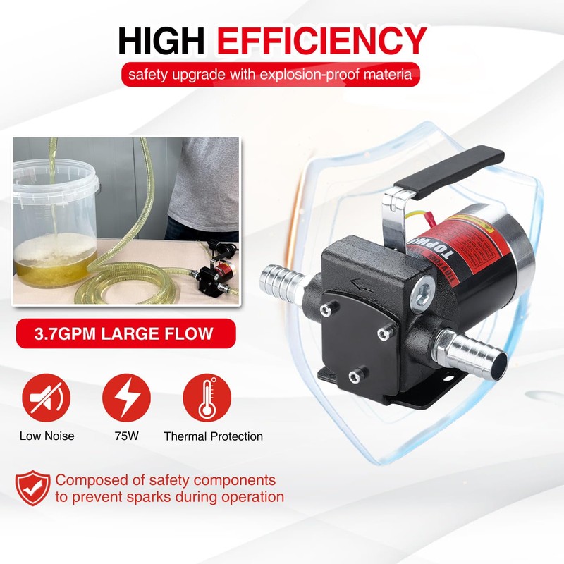 TOPWAY 110V AC Gasoline Fuel Pump 3.7GPM Self-priming Oil Transfer