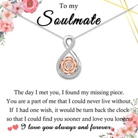 Shuxin Soulmate Gifts for Her, Infinity Pendant Necklace for Women, Romantic Jewellery Presents Christmas Birthday Anniversary Valentines Gifts for Her Wife Girlfriend