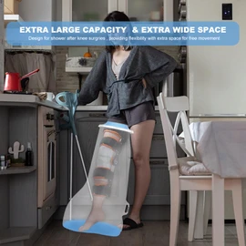 YUNCHI Waterproof Full Leg Cast Cover for Shower Extra Wide Adults for Knee Brace, Large Plaster Dressings, After Operation Boots, Non Slip Durable Reusable Protectors 2023 Upgraded (XL Full Leg)