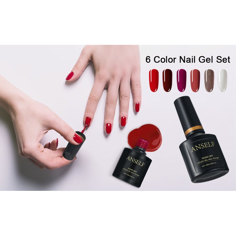 Anself 6PCS/Set Gel Nail Polish Set Multi-colors Odorless Long Lasting