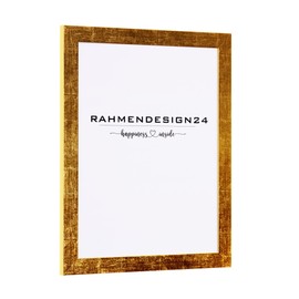 Rahmendesign24 Tokyo Picture Frame 21 x 29.7 (DIN A4) Gold Leaf Gold Photo Frame, Removable Frame, Poster Frame, Puzzle Frame, Frame