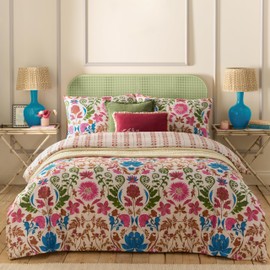 Furn. Curious Lotus Exotic Floral Duvet Cover Set - Linen - Single