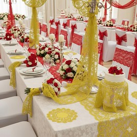 6 Inch X 15 feet Stretch Lace Fabric Ribbon | Yellow | Perfect for DIY Decoration, Sewing and Craft