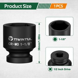 1-1/8" Impact Socket 1/2 Inch Drive for Easy Removal of Axle Nut