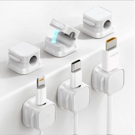 Generic 6 Pack Magnetic Cord Holder, Adhesive Wire Organizer, Under Desk Cable Clip Management, Cord Keeper Organizer for Office Home Desk Wall Nightstand (White)
