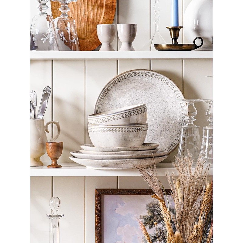 LE TAUCI Plates and Bowls Sets for 4, 12 Piece