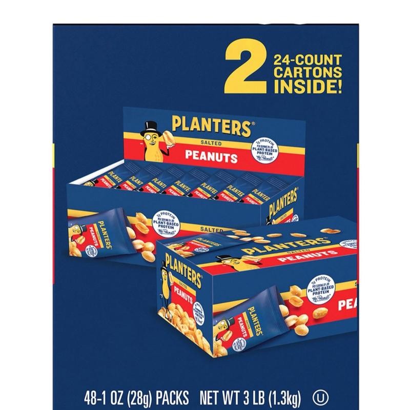 Planters Salted Peanuts - Protein Rich Snack - Single-Serve Packs