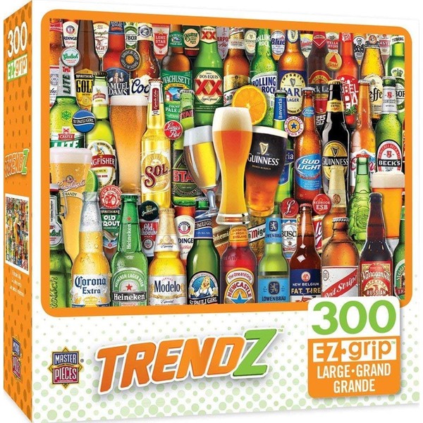 MasterPieces Trendz Bottoms Up Collage of Beers Large EZ Grip Jigsaw Puzzle, 300-Piece