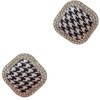 Statement Earrings for Women Vintage Checkered Black and White Rhinestone