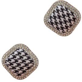 Statement Earrings for Women Vintage Checkered Black and White Rhinestone Studs for Daily Casual Wear