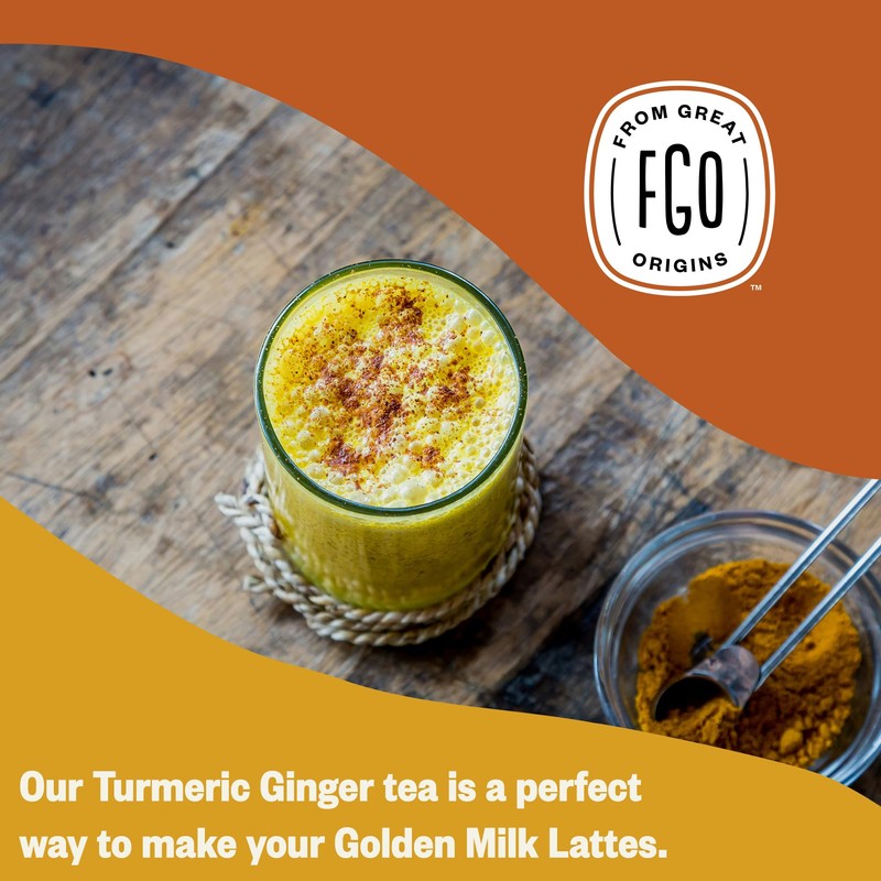 FGO Organic Turmeric Ginger Tea, Eco-Conscious Tea Bags, 100 Count,