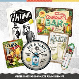 Nostalgic-Art Retro Fridge Magnet 6x8cm Gin & Tonic Served Here - Gift Idea Bar Accessory Metal Vintage Design