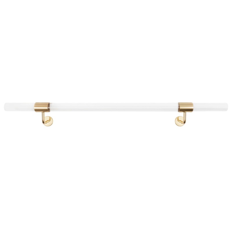 Handrail, 2 Pack Acrylic Staircase Handrails, Clear with Golden Brackets,