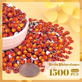 1500PCS 6mm Resin Rhinestones Bulk for Crafting (Red Zircon), Flatback Bedazzling Crystals for Crafts DIY Nail Decoration, Gems Charms for Tumbler Shoes Clothing Fabric with Pickup Pen and Tweezers