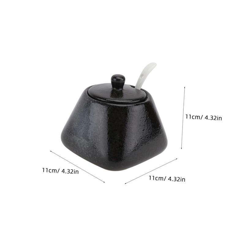 ABOOFAN Simple Ceramic Spice Jar with Lid and Spoon Practical