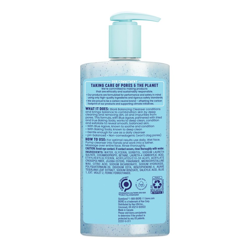 Bioré Balancing Face Wash, Cleanser For Combination Skin, PH Balanced