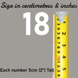 Pack of 5 5cm/2" Waterproof House Number Wheelie Bin Stickers - Recycling Box Text Sticker - Party Age Decorations - Numbers for Wheelie Bins - Peel & Stick (18)