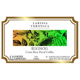 Eggnog Costa Rica Decaf Coffee (Single Serve K-Cup Pods) (Gourmet, Naturally Flavored, Whole Coffee Beans) (12 pods, ZIN: 572608) - 2 Pack
