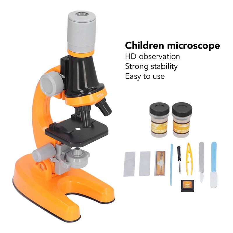 Kids Microscope Kit LED 1200X Microscope with Specimen Slides Science