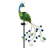 TEYIGARDEN Peacock Solar Garden Lights, Metal Stake with Glass Accents