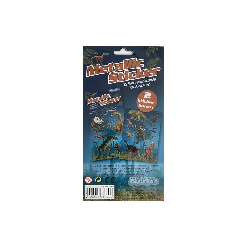 15 Metallic Stickers * DINOS & T-REX * for Crafts