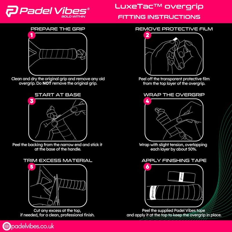 Padel Vibes BOLD LuxeTac Overgrip für Padel, Tennis, Badminton, Squash,