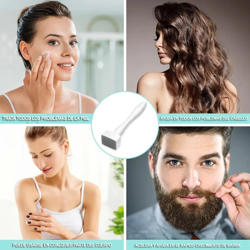 Dermaroller Facial Barba 0.5-3 Mm Titanio Regenera Colágeno