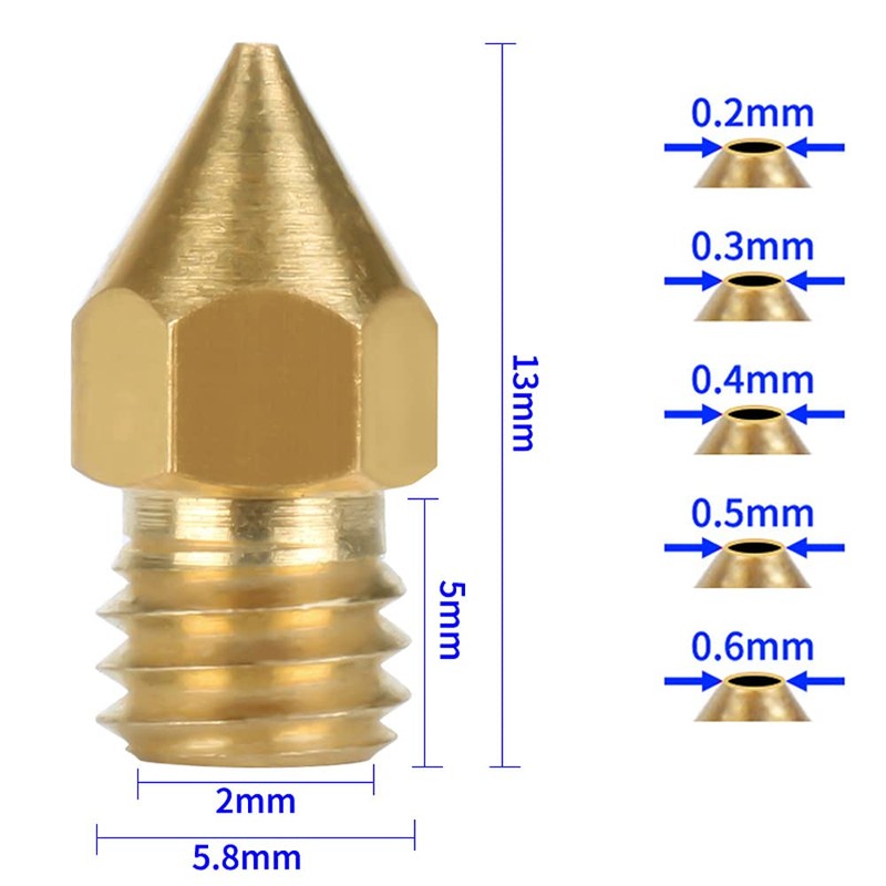 3D Printer Extrusion Nozzle, Deear MK8 Nozzle, Printhead 1.75mm Filament