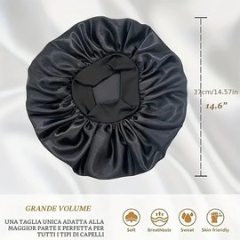 IMAXWAVE Cuffia in raso per dormire capelli ricci con ampia fascia elastica anti crespo protezione riccioli e ritenzione di umidità per donne e ragazze, cuffia da doccia, elastico, rosa