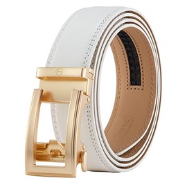 Ratchet Belt, Mens Leather Belt, Adjustable Belts 1 3/8" Wide with Comfort Click Buckle