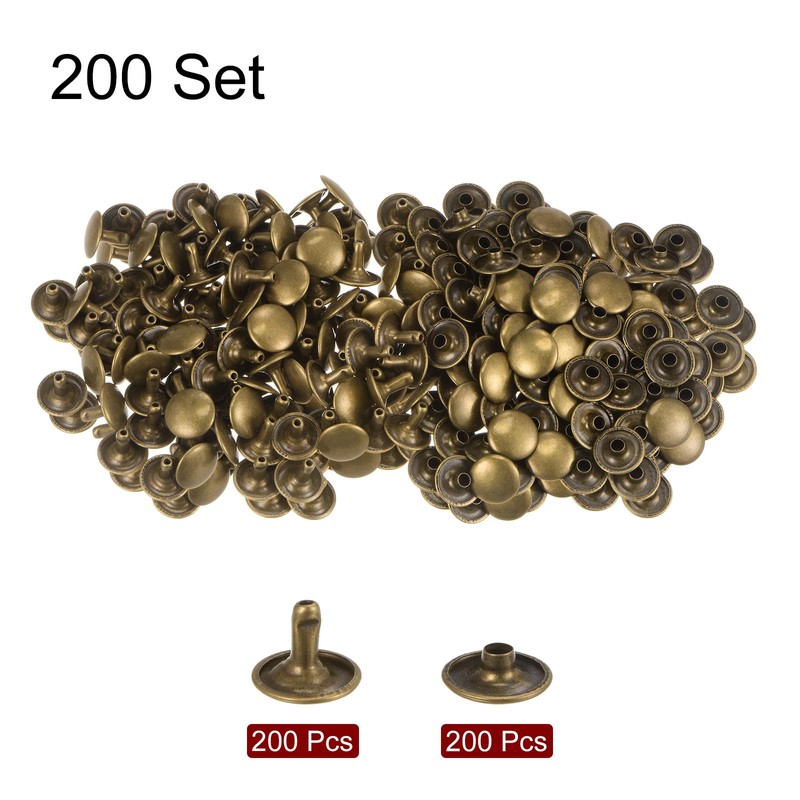 QUARKZMAN 200 Sets Leather Rivets 12 mm x 10 mm