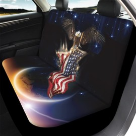 AFPANQZ America Flag with Eagle Back Seat Cover Set Car Cool Interior Decoration Backseat Protective Cover Non-Slip Protector Auto Cushion Covers
