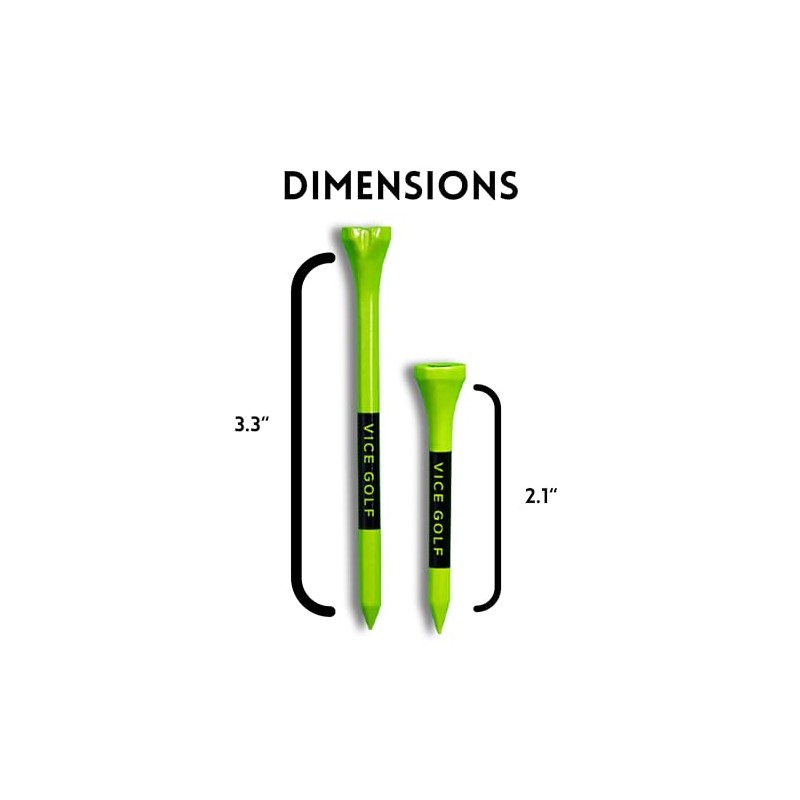 VICE Golf Tees | Neon Lime | 60 Driver Tees