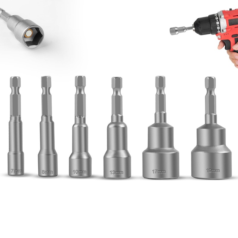 6 Piece Bit Socket Set 7/8/10/13/17/19 mm Hex Bit Holder
