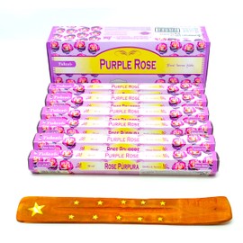 120 (Lila Rose) Räucherstäbchen Rosaceae Gattung Rosa Joss Räucherstäbchen 120 Räucherstäbchen Raumduft Räucherstäbchen mit Aschenbecher Fänger aus Asche