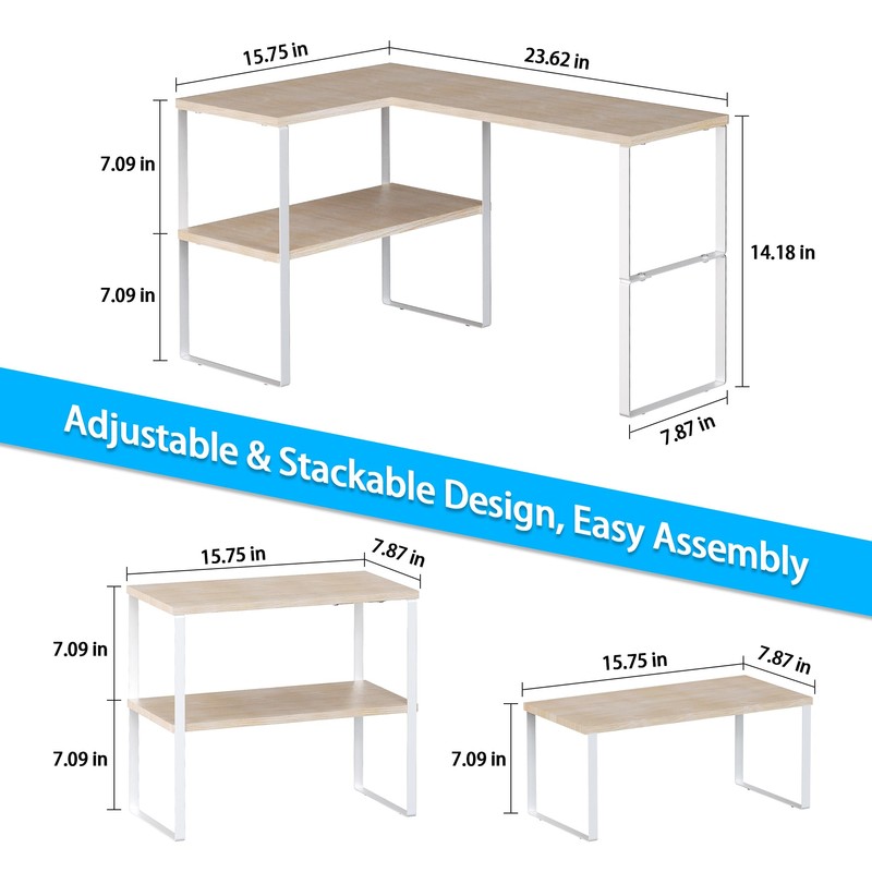Golener Countertop Organizer Corner Shelf, 2 Tier Adjustable Stackable Corner