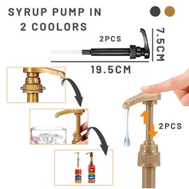 FENQURO Pack of 4 Syrup Dispensers, Syrup Pump, Syrup Dispenser, Dispenser, Reusable Dosing Pump, Coffee Syrup Pump, Syrup Pump for Homes, Kitchens, Cafés, Bars, Shopping Malls