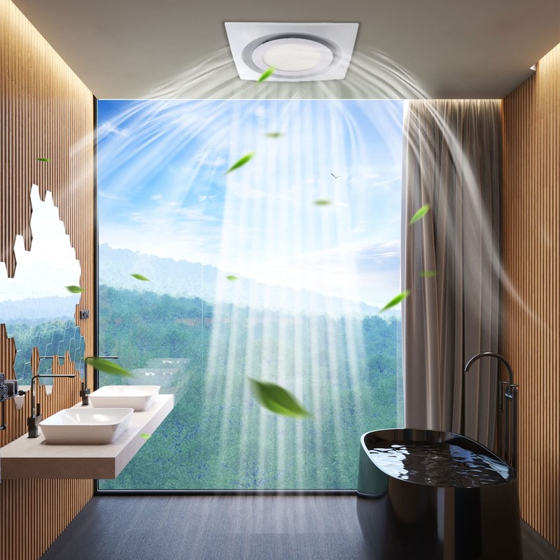Bathroom Exhaust Fan with LED Light, Bathroom Fan with Light,