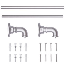 1" Industrial Curtain Rods for Windows 28 to 48 Outdoor Curtain Rod for Patio Blackout Drapery Rods Industrial Heavy Duty Curtain Rods Ceiling Curtain Rod Bedroom Silver