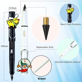 ATBEAMEN 10 Sets Inkless Magic Pencils Eternity with Eraser,10 Magic Pencils+10 Erasers+10 Interchangeable Nibs,Unlimited Reusable Pencils for Writing and Drawing,for Home Office School Supplies