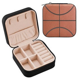 Leather Small Jewelry Box Travel Portable Jewelry Case Storage Box Basketball For Rings Earrings Necklaces