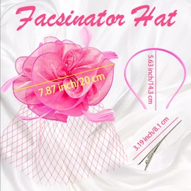 ONEPEACE Fascinators Hats for Women - Perfect for Tea Parties, Church Events - Derby Hat with Gloves and Earrings (US, Alpha, One Size, Blush Pink)