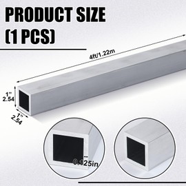 Zonon 4 ft Length Aluminum 6063-t52 Square Tubing 1" x 1" Square Tube 0.125" Wall Thickness Extruded Aluminum Tube Lightweight Metal Pipe for Framing Fabrication DIY Projects Welding Construction