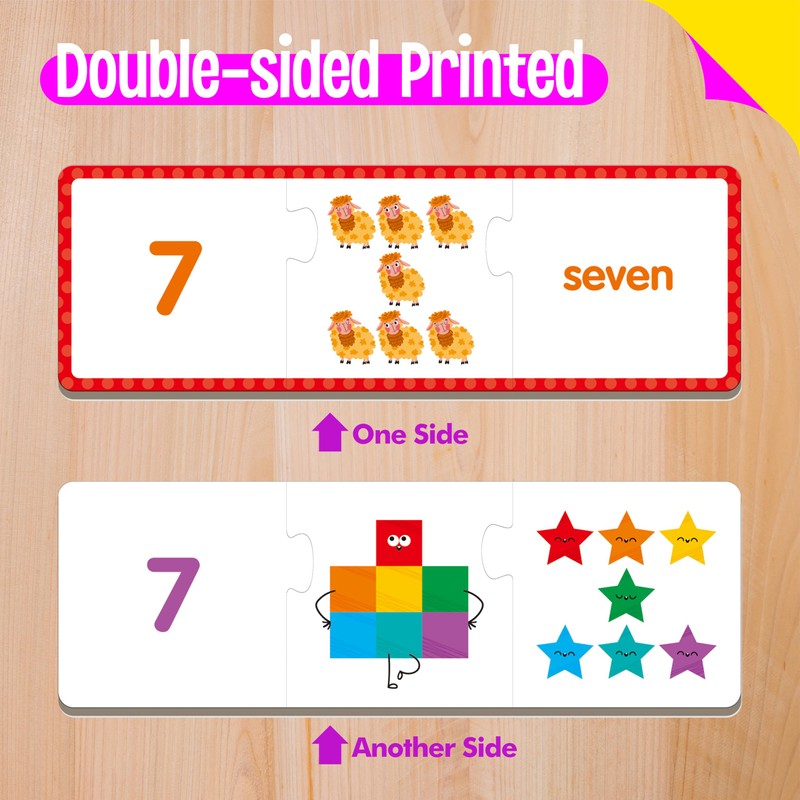 1-20 Number Puzzles, 20 Self-Correcting Matching Puzzle Set, Educational Counting