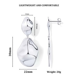Silver Drop Earrings for Women,Irregular Shaped Dangle Drop earrings for Jewelry Gift & Daily Wear.