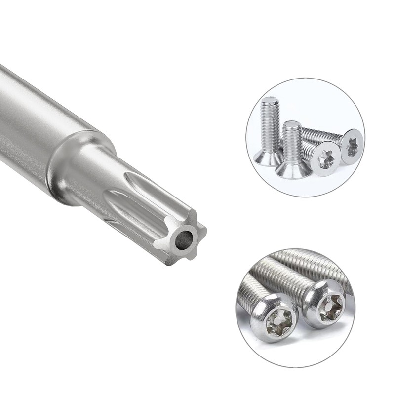 FOCMKEAS 5PCS T10 Magnetic Tamper Proof Torx Screwdriver Bits, 1/4
