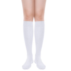 Geyoga 1 Pair Knee High Socks Thigh High Socks Knee Socks over Knee Socks Knee Length Socks Stockings for Women Girls (White, Small)
