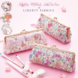 Clasp purse pencil case, Sanrio Characters, Liberty Print, Large Capacity, Pencil Box, Cosmetic Pouch, Floral Pattern, Stationery, Women's, Cute, Stylish, Self-standing, Made in Japan, Small